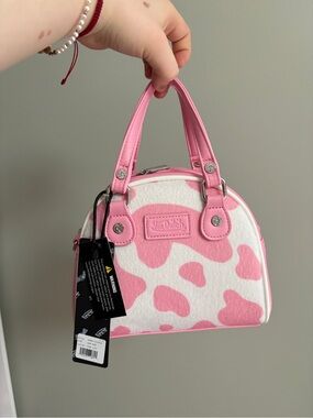 Von Dutch Pink & White Cowprint Mini Satchel